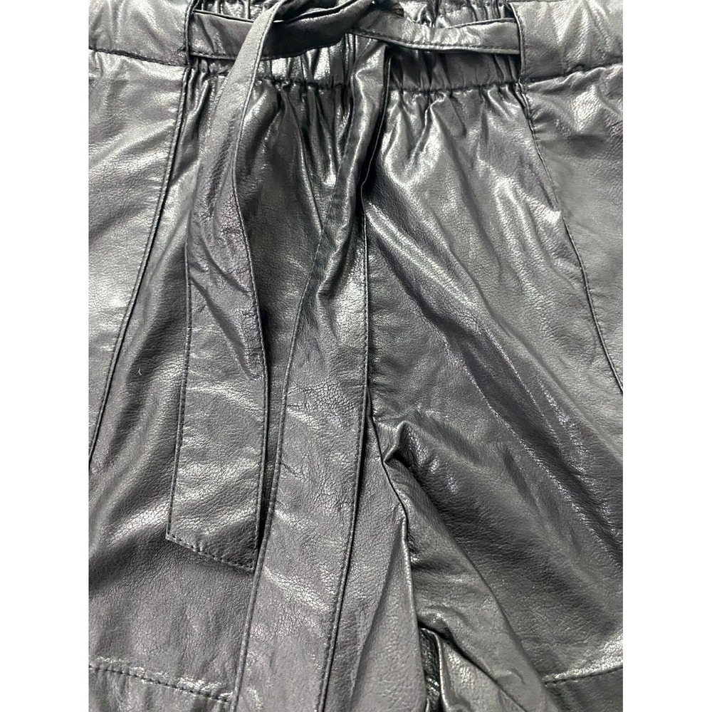 And Now This Women's Black Faux Leather Tie Waist Shorts Streetwear Biker Size 2 - Picture 8 of 8